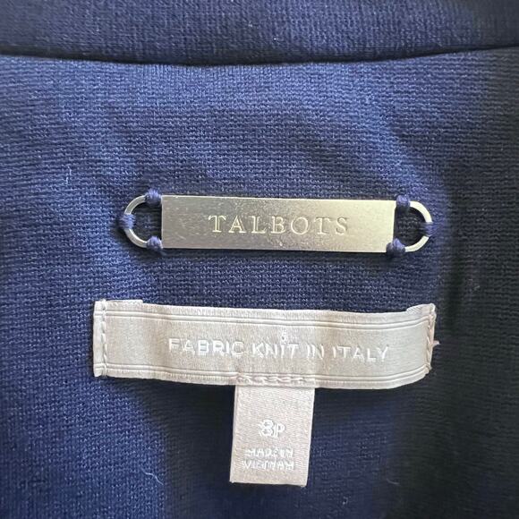 Talbots Women's Navy Blue Blazer Jacket Size 8P Cotton Blend Single-Breasted - Picture 4 of 7